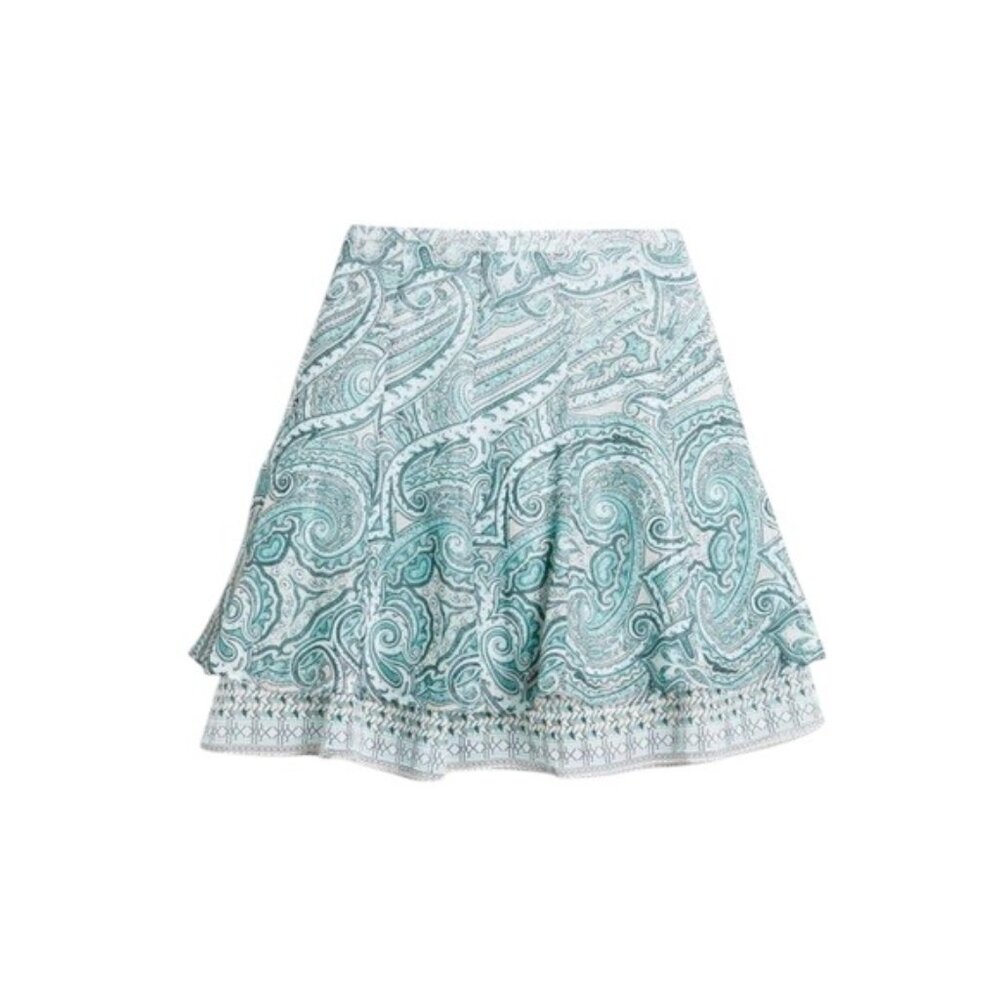 WHBM Seafoam Green Metallic Print Flirty Skirt NEW